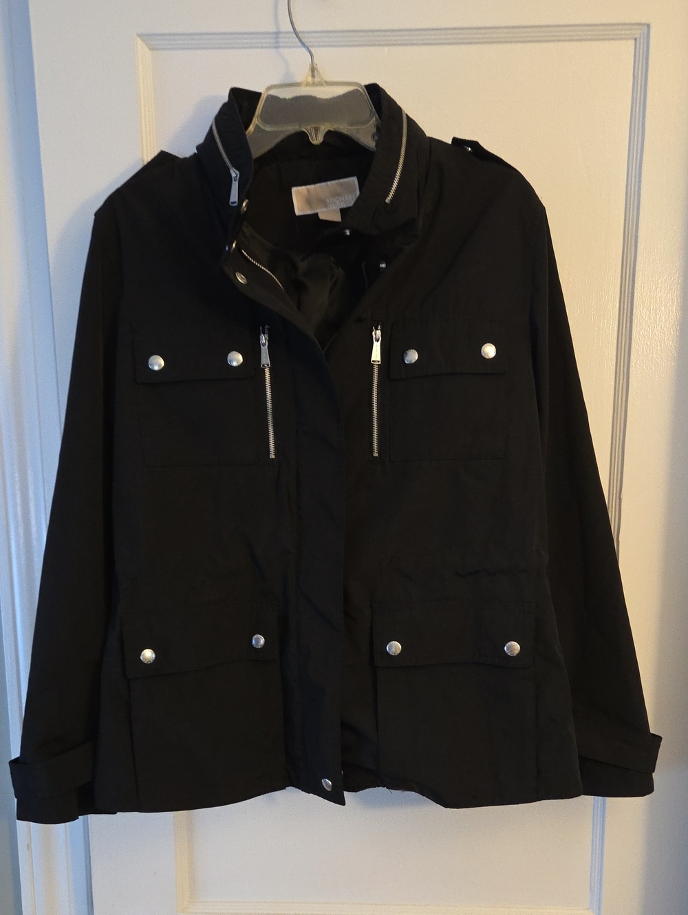 Michael Kors Black Utility Jacket with Silver Hardware